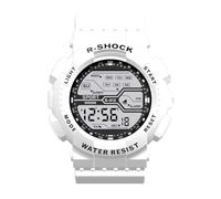 Reloj deportivo de pulsera para hombre, con pantalla LCD, cronómetro, fecha, digital, de goma, para hombre, con números, blanco, talla única