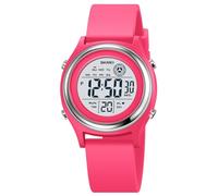 Reloj deportivo digital con luz LED, cronómetro, calendario, 5 bares, impermeable, multifuncional, reloj de pulsera (Z Rose)