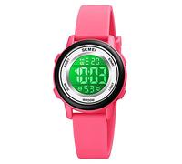 Reloj deportivo digital con luz LED de moda, cronómetro, calendario, reloj de pulsera multifuncional impermeable, hot pink, Correa