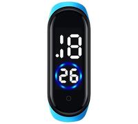 Reloj deportivo digital de silicona unisex con LED, reloj de pulsera para hombres y mujeres, reloj de aprendizaje, azul celeste, talla única