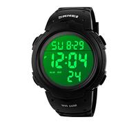 Reloj Deportivo Digital Electrónico de Hombre con Pantalla LED, Sumergible 50 metros, con Calendario, Alarma Luminosa, Cronómetro. Color Negro.