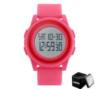 Reloj Deportivo Digital Impermeable 50M, con Cronómetro, Alarma, Luz de Fondo, Hora Dual, Formato 12 y 24H, para Niños, Adolescentes y Adultos, Ligero y Resistente(Pink)