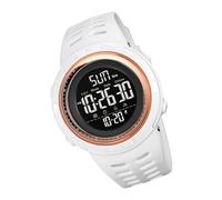 Reloj deportivo digital impermeable con luz nocturna y función de temporizador para natación, correr, senderismo, al aire libre, equipo de aventura, reloj para hombre, blanco