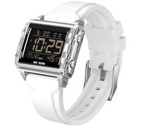 Reloj deportivo digital rectangular para exteriores, resistente al agua, transparente, números grandes, con cronógrafo, cronómetro, alarma, reloj digital multifuncional para hombre y mujer, multicolor