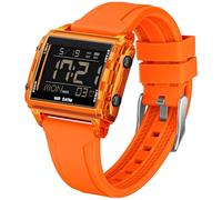 Reloj deportivo digital rectangular para exteriores, resistente al agua, transparente, números grandes, con cronógrafo, cronómetro, alarma, reloj digital multifuncional para hombre y mujer, multicolor