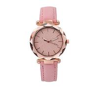 Reloj deportivo fino de cuarzo, esfera parpadeante, correa de piel, rosa, talla única