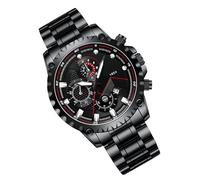 Reloj deportivo impermeable para hombre, de acero inoxidable negro, diseño duradero, reloj de pulsera, actividad casual al aire libre, accesorio de estilo diario para hombres