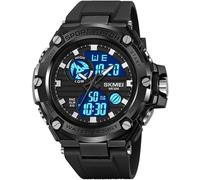 Reloj deportivo militar para hombre, reloj digital táctico, analógico, LED, 50 m, resistente al agua, para hombres y niños, cronómetro, reloj despertador, cronómetro, cronógrafo, cronógrafo, Negro ,