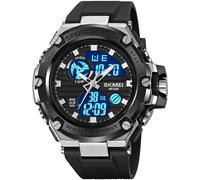 Reloj deportivo militar para hombre, reloj digital táctico, analógico, LED, 50 m, resistente al agua, para hombres y niños, cronómetro, reloj despertador, cronómetro, cronógrafo, cronógrafo, plata,