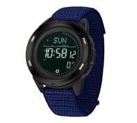 Reloj deportivo para hombre, correa de nailon, reloj de senderismo, con metrónomo, brújula cronómetro, podómetro reloj digital digital impermeable 5ATM esfera buena legibilidad en la noche, azul