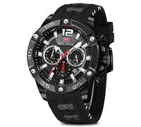 Reloj deportivo para hombre, resistente al agua, multifunción, cronógrafo, luminoso, correa de silicio, relojes casuales para hombres, reloj de pulsera de negocios de moda, a2-Negro