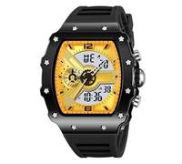 Reloj Deportivo Táctico para Hombre Multifunción, Doble Hora, Sumergible 50M, Cronómetro, Alarma, Fecha, Luz LED, Esfera Grande(Yellow 1)