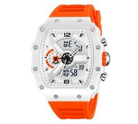 Reloj Deportivo Táctico para Hombre Multifunción, Doble Hora, Sumergible 50M, Cronómetro, Alarma, Fecha, Luz LED, Esfera Grande(Orange)