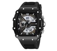 Reloj Deportivo Táctico para Hombre Multifunción, Doble Hora, Sumergible 50M, Cronómetro, Alarma, Fecha, Luz LED, Esfera Grande(Black 2)