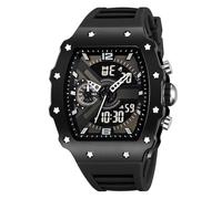 Reloj Deportivo Táctico para Hombre Multifunción, Doble Hora, Sumergible 50M, Cronómetro, Alarma, Fecha, Luz LED, Esfera Grande(Black 1)