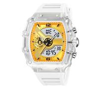Reloj Deportivo Táctico para Hombre Multifunción, Doble Hora, Sumergible 50M, Cronómetro, Alarma, Fecha, Luz LED, Esfera Grande(Yellow 2)