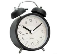 Reloj despertador, 1 paquete de metal luminoso silencioso de barrido mecánico campana luz nocturna diseño compacto para niños estudiantes dormitorio (negro mate)
