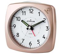 Reloj Despertador Analógico De Cuarzo Rosa Metálico A251-17 Con Luz Y Snooze