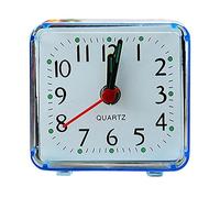 Reloj despertador analógico de viaje, reloj despertador para dormitorio, oficina, cocina, mini reloj de escritorio para niños, estudiante, elegante y popular (azul)