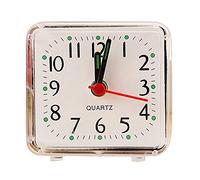 Reloj despertador analógico de viaje, reloj despertador para dormitorio, oficina, cocina, mini reloj de escritorio para niños, estudiante, elegante y popular (blanco)