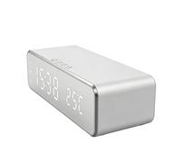 Reloj Despertador Carga Inalámbrica - Aleación Aluminio 16x7,5x4cm | Estación Cargadora Soporte Móvil | Cronómetro Digital De Noche Pantalla Térmica hacia Dormitorio Y Despacho