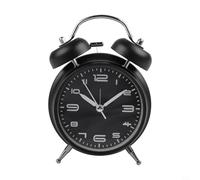Reloj despertador compacto que funciona con pilas, diseño elegante de metal con alarma fuerte y fácil visibilidad nocturna (negro)