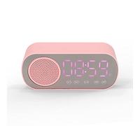 Reloj Despertador con Altavoz Bluetooth/Luz Retroiluminada/Pantalla Espejo, Portátil con Carga Micro USB, Radio FM, Reloj Digital Rosa con Sonido HIFI, Regalo para Niñas, Lectura, Viajes