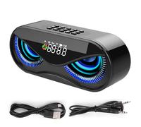 Reloj despertador con batería recargable y altavoz Bluetooth con función de llamadas manos libres, altavoz inalámbrico, radio FM, brillo ajustable