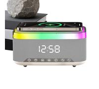 Reloj Despertador con Cargador Inalámbrico Altavoz De Iluminación Ambiental