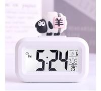 Reloj despertador con diseño de dibujos animados con múltiples tonos de llamada y pantalla de temperatura, ideal para habitaciones infantiles (ovejas)
