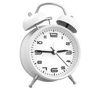 Reloj despertador con doble campana de Vegena con luz nocturna, reloj despertador retro analógico con mecanismo de cuarzo, despertador para niños, sin tic tac, color marrón