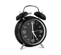 Reloj despertador con doble campana de Vegena con luz nocturna, reloj despertador retro analógico con mecanismo de cuarzo, despertador para niños, sin tic tac, color negro