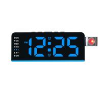 Reloj Despertador con proyección, Doble Alarma y función de repetición Personalizable (1-60 min), proyector Rojo Giratorio 180°, regulador de Brillo de 3 Niveles, Modo Nocturno, Puerto de Carga USB