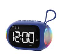 Reloj despertador con radio FM y altavoces Bluetooth, luz colorida y subwoofer, A