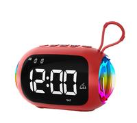 Reloj despertador con radio FM y altavoces Bluetooth, luz colorida y subwoofer, C