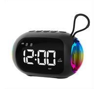 Reloj despertador con radio FM y altavoces Bluetooth, luz colorida y subwoofer, D