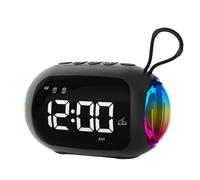 Reloj despertador con radio FM y altavoces Bluetooth, luz colorida y subwoofer, D