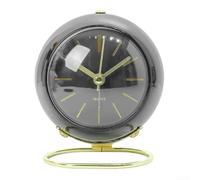 Reloj despertador con soporte de metal, luz nocturna silenciosa para base de anillo, reloj de mesa con péndulo, reloj de escritorio para dormitorio, oficina, decoración del hogar (negro)