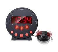 Reloj Despertador con Vibración Extra Fuerte de 110 DB Reloj Despertador con Luz de Alarma Roja Reloj Digital con Pantalla Grande para Personas Sordas con Problemas de Audición