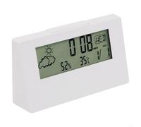 Reloj despertador creativo con pantalla meteorológica con termohigrómetro, función de repetición y luz nocturna para un uso fácil (luz nocturna blanca)