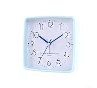 Reloj despertador cuadrado de cuarzo alimentado por pilas con sonido de pitido fuerte diseñado para uso estudiantil (azul claro)