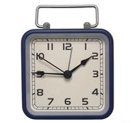 Reloj despertador cuadrado de metal compacto con función de silencio y pantalla que brilla en la oscuridad para un acceso sin esfuerzo a la hora (azul)