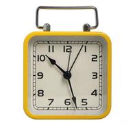 Reloj despertador cuadrado de metal compacto con función de silencio y pantalla que brilla en la oscuridad para un acceso sin esfuerzo a la hora (amarillo)