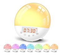 Reloj Despertador de Amanecer, Trabajo con luz de Despertador Inteligente, Despertador Digital de Ayuda para Dormir con simulación de Puesta de Sol, repetición de Alarma (7 Colores)