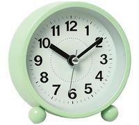 Reloj despertador de barrido silencioso de metal para niños, estudiantes, mesita de noche, despertar gradual, analógico, digital, pantalla doble, fácil configuración, silencioso, menta (A)