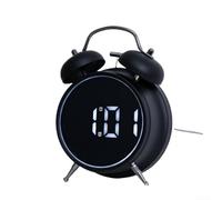 Reloj despertador de doble campana, extra fuerte para personas que duermen pesadamente, reloj de escritorio con pantalla digital y reloj de mesa de noche que funciona con luz (negro)