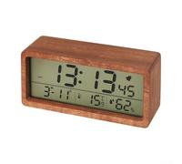 Reloj despertador de madera multifuncional con pantalla grande y sensores ambientales para monitoreo de temperatura y humedad 1 unid (Billy Brown)