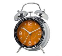 Reloj despertador de metal de doble campana diseñado para que nunca te pierdas un momento importante (naranja)