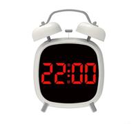 Reloj despertador de metal LED GH8032 creativo, reloj de campana de alto volumen para personas que duermen pesadas, pantalla de reloj de despertador fuerte (blanco R)