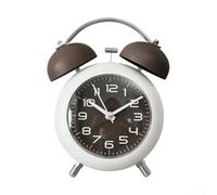 Reloj despertador de metal vintage extra fuerte con doble campana, diseño de retroiluminación (marrón)